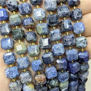 Natural Sunset Dumortierite Beads Faceted Cube Blue, approx 10-12mm [GB24610]