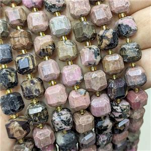 Natural Chinese Rhodonite Beads Faceted Cube Red, approx 10-12mm [GB24623]