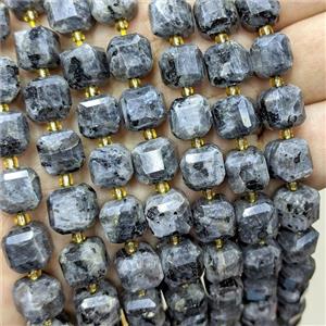 Natural Black Labradorite Beads Faceted Cube, approx 10-12mm [GB24624]
