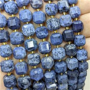Natural Blue Dumortierite Beads Faceted Cube, approx 10-12mm [GB24638]