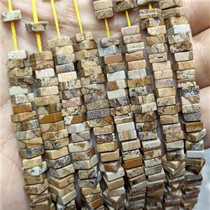 Natural Picture Jasper Square Beads, approx 6mm [GB24644]