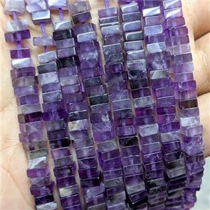 Natural Purple Amethyst Square Beads, approx 6mm [GB24647]