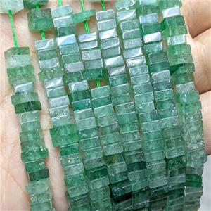 Natural Green Strawberry Quartz Square Beads, approx 6mm [GB24648]