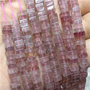 Natural Pink Strawberry Quartz Square Beads, approx 6mm [GB24649]