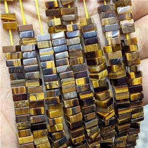 Natural Tiger Eye Stone Square Beads, approx 6mm [GB24653]