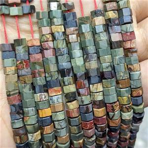 Natural Picasso Jasper Hexagon Beads Multicolor, approx 6mm [GB24656]