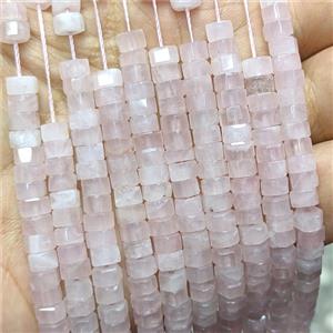Natural Pink Rose Quartz Hexagon Beads, approx 6mm [GB24658]