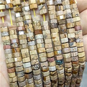 Natural Picture Jasper Hexagon Beads, approx 6mm [GB24665]