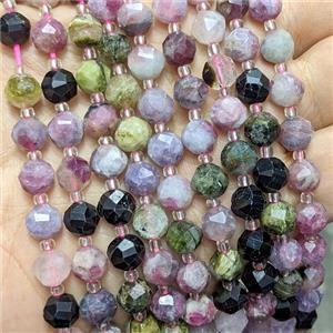 Natural Tourmaline Beads Multicolor Cutted Round, approx 8mm [GB24668]