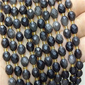Natural Silver Obsidian Beads Faceted Rice, approx 6-8mm [GB24697]