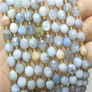 Natural Blue Aquamarine Beads Faceted Rice, approx 6-8mm [GB24705]