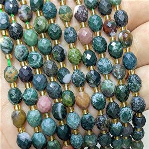 Natural Indian Agate Beads Green Faceted Rice, approx 6-8mm [GB24721]