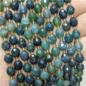 Natural Green Moss Agate Beads Faceted Rice, approx 6-8mm [GB24722]