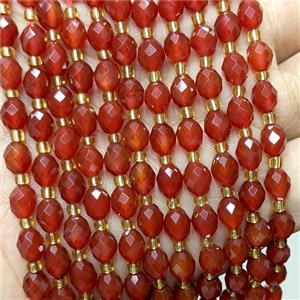 Natural Agate Beads Red Dye Faceted Rice, approx 6-8mm [GB24725]