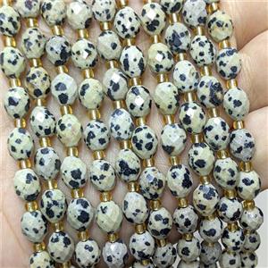 Natural Black Dalmatian Jasper Beads Faceted Rice, approx 6-8mm [GB24731]