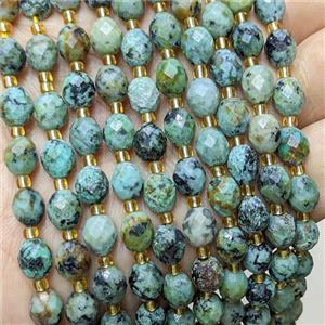 Natural Green African Turquoise Beads Faceted Rice, approx 6-8mm [GB24741]