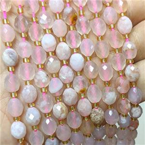 Natural Pink Sakura Agate Beads Faceted Rice, approx 6-8mm [GB24742]