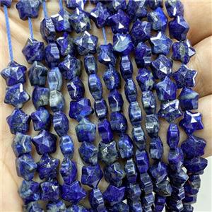 Natural Blue Lapis Lazuli Star Beads, approx 8mm [GB24743]