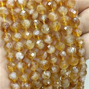 Natural Yellow Citrine Beads Faceted Round, approx 8mm [GB24759]
