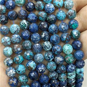 Natural Blue Chrysocolla Beads Faceted Round, approx 8mm [GB24761]