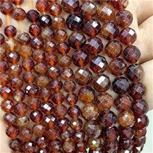 Natural Orange Garnet Beads Faceted Round, approx 8mm [GB24764-8MM]