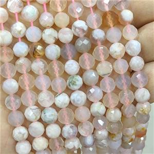 Natural Pink Sakura Agate Beads Faceted Round, approx 8mm [GB24773]