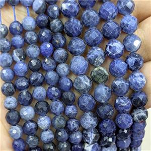 Natural Blue Sodalite Beads Faceted Round, approx 8mm [GB24779-8MM]