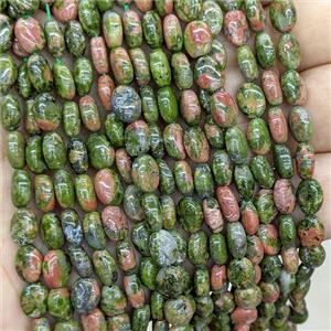 Natural Unakite Oval Beads Green, approx 6-8mm [GB24810]