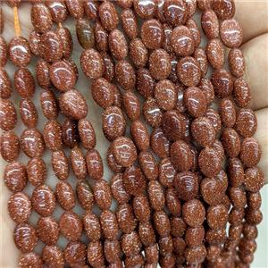 Golden Sandstone Oval Beads, approx 6-8mm [GB24815]