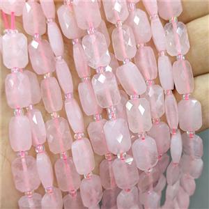 Natural Pink Rose Quartz Beads Faceted Rectangle, approx 8-12mm [GB24835]