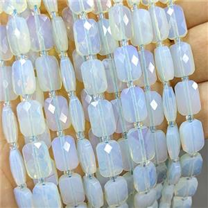 White Opalite Beads Faceted Rectangle, approx 8-12mm [GB24836]
