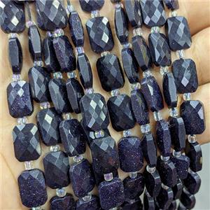 Blue Sandstone Beads Faceted Rectangle, approx 8-12mm [GB24842]