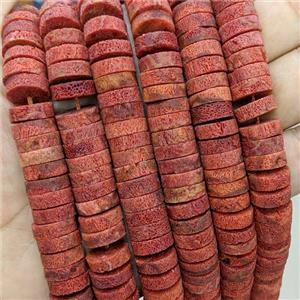 Natural Red Coral Heishi Beads Undye, approx 12mm [GB24847]