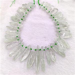 Natural Green Quartz Stick Beads Graduated Topdrilled, approx 12-70mm [GB24856]