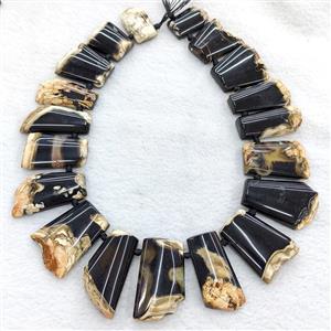 Natural Black Agate Beads Graduated Freeform Dye, approx 18-45mm [GB24857]