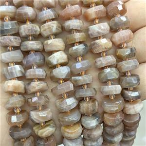 Natural Sunstone Beads Faceted Rondelle, approx 11mm [GB24871]