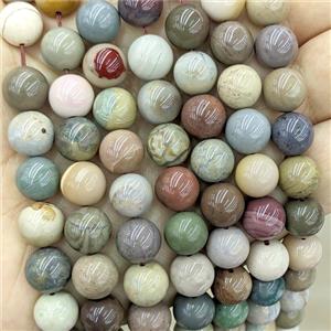 Natural Chinese Alxa Agate Beads Smooth Round Alashan Multicolor, approx 8mm [GB24874-8MM]