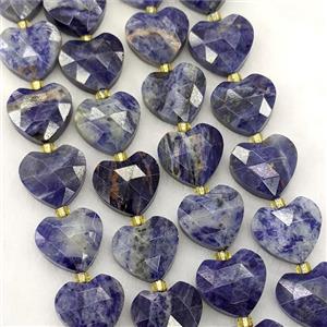 Natural Blue Sodalite Heart Beads Faceted, approx 14mm [GB24879]