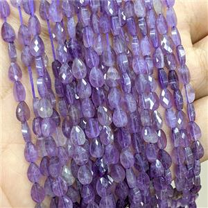 Natural Purple Amethyst Teardrop Beads Faceted, approx 4-6mm [GB24881]