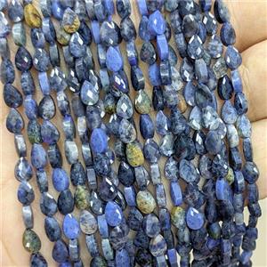Natural Blue Dumortierite Teardrop Beads Faceted, approx 4-6mm [GB24882]
