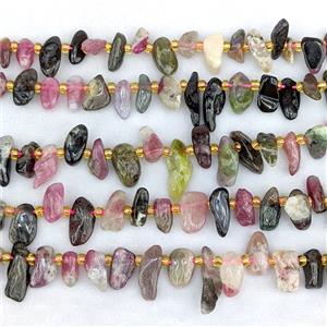 Natural Tourmaline Chips Beads Freeform Multicolor Topdrilled, approx 7-15mm [GB24897]
