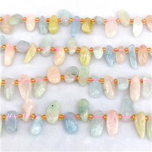 Natural Morganite Chips Beads Multicolor Freeform Topdrilled, approx 7-15mm [GB24898]