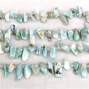 Natural Larimar Chips Beads Blue Freeform Topdrilled, approx 7-15mm [GB24900]