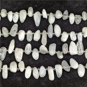 Natural White Moonstone Chips Beads Freeform Topdrilled, approx 7-15mm [GB24906]
