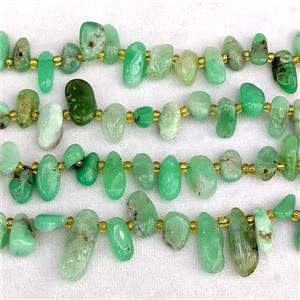 Natural Green Australian Chrysoprase Chips Beads Freeform Topdrilled, approx 7-15mm [GB24917]