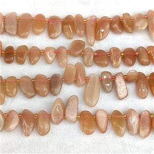 Natural Peach Moonstone Chips Beads Freeform Topdrilled, approx 7-15mm [GB24928]