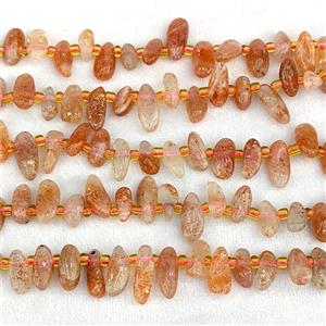 Natural Orange Sunstone Chips Beads Freeform Topdrilled, approx 7-15mm [GB24931]