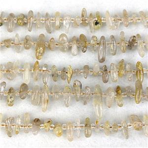 Golden Rutilated Quartz Chips Beads Freeform Topdrilled, approx 7-15mm [GB24950]
