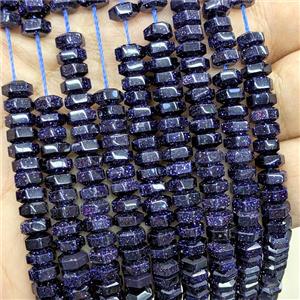 Blue Sandstone Hexagon Beads, approx 6mm [GB24974]
