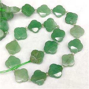 Natural Green Aventurine Clover Beads Faceted, approx 18mm [GB24981]
